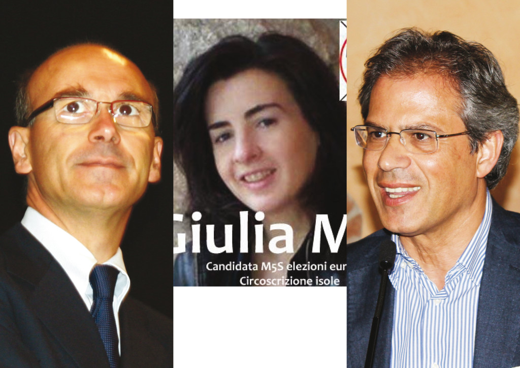 Parlamentari europei eletti in Sardegna: da sinistra, Renato Soru (PD), Guilia Moi (M5S) e Salvatore Cicu (FI)